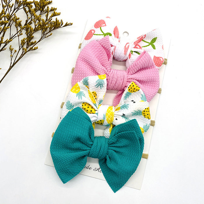 Wholesale solid color printed bow kids hair band set of four JDC-HD-KAXi002