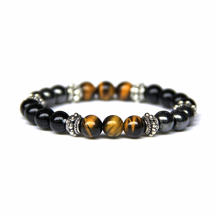 Wholesale Natural Tiger Eye Gemstone Beads Charm Energy Stretch Bracelet JDC-BT-YinY005