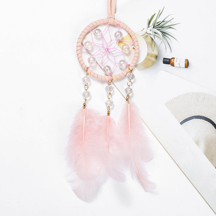 Jewelry WholesaleWholesale Pink FeatherCatcher JDC-DC-MGu011 Dreamcatcher 梦罟 %variant_option1% %variant_option2% %variant_option3%  Factory Price JoyasDeChina Joyas De China