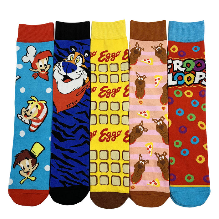 Wholesale Socks Cotton Cute Cartoon Tiger Alphabet Medium Tube Socks JDC-SK-YiYan016