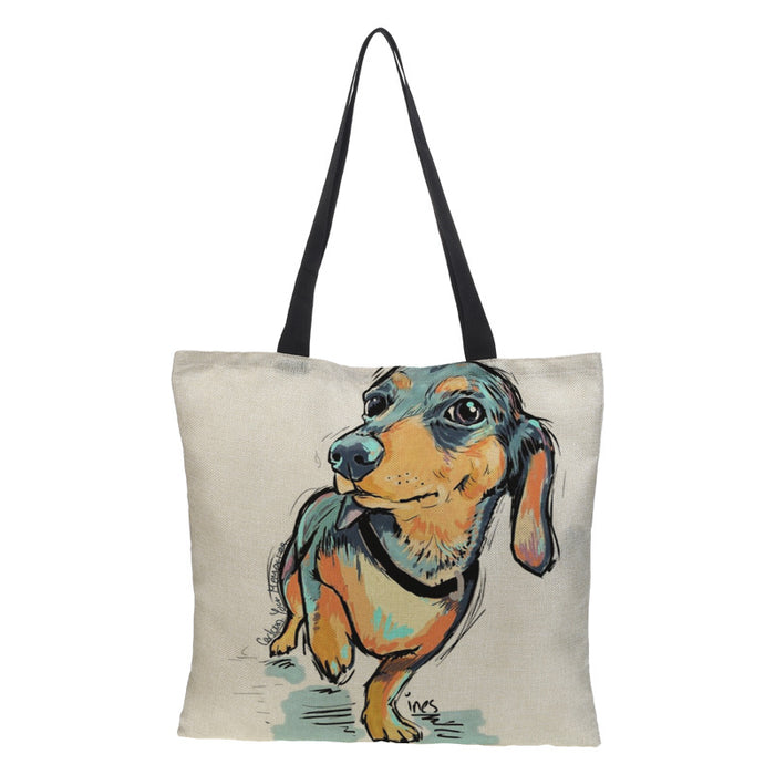 Wholesale Hand Painted Dog Pattern Shopping Bag JDC-SD-QTu006