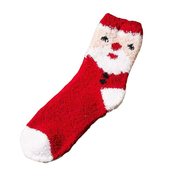 Wholesale Fuzzy Socks Coral Fleece Autumn Winter Thick Sleeping Socks Christmas JDC-SK-XiaoZ003