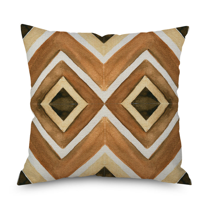 Wholesale Wood Grain Geometric Print Linen Throw Pillowcase JDC-PW-Mengq006