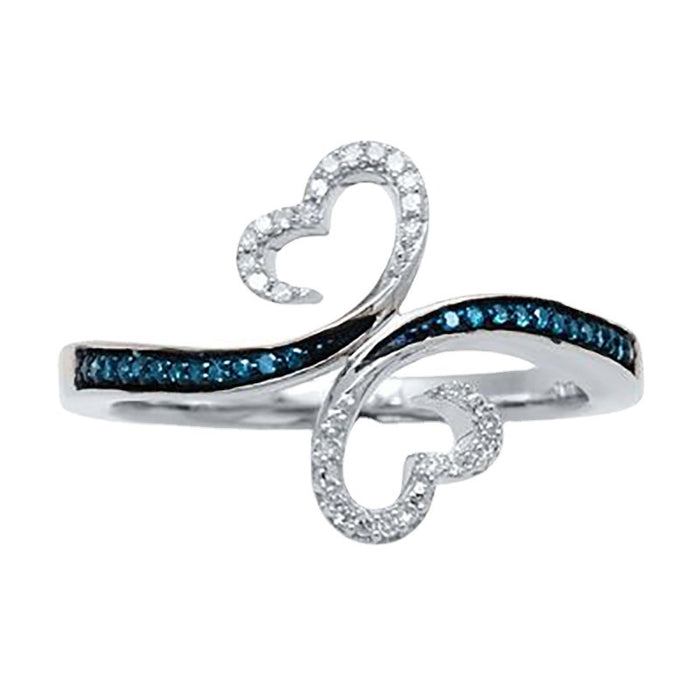 Wholesale Heart to Heart Diamond Zinc Alloy Ring JDC-RS-ChenR047