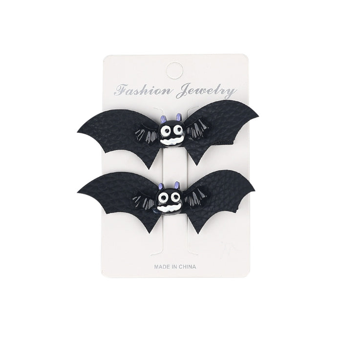 Wholesale Kids Hair Clip Halloween Bat Leather JDC-HC-QiuN003