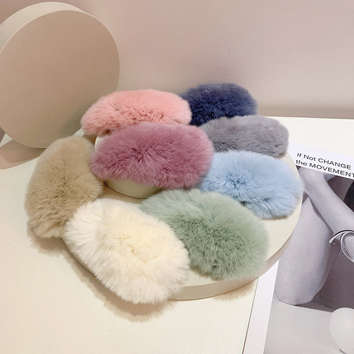 Wholesale big hair hair clip solid color cute top clip real rex rabbit hair MOQ≥2 JDC-HC-Mer003