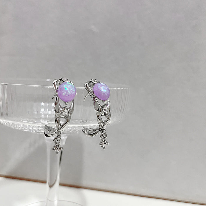 Wholesale Earrings Alloy Purple Micro Set Zircon JDC-ES-MDD051