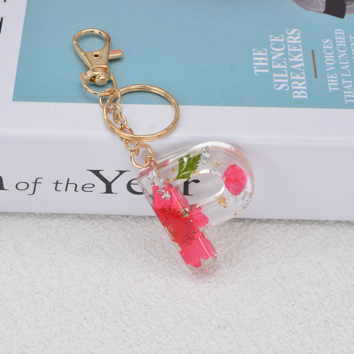 Jewelry WholesaleWholesale dried flower daisy 26 letters Keychain JDC-KC-YiWa002 Keychains 伊娃 %variant_option1% %variant_option2% %variant_option3%  Factory Price JoyasDeChina Joyas De China