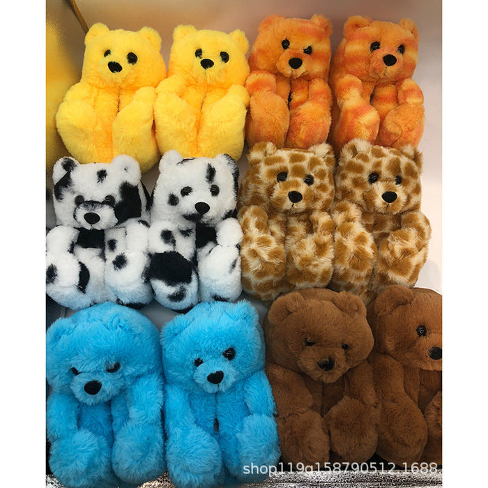 Wholesale teddy bear slippers children's teddy bear home slippers JDC-SP-BDL001