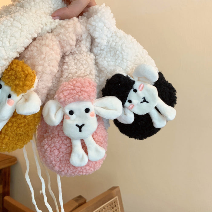 Wholesale Gloves Polyester Cute Cartoon Lamb Warm Plush MOQ≥2 JDC-GS-JingZ013