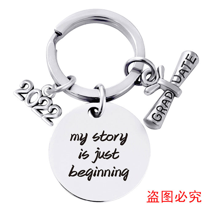 Jewelry WholesaleWholesale Stainless Steel Round Graduation Season Gift Metal Keychain JDC-KC-GangGu001 Keychains 钢古 %variant_option1% %variant_option2% %variant_option3%  Factory Price JoyasDeChina Joyas De China