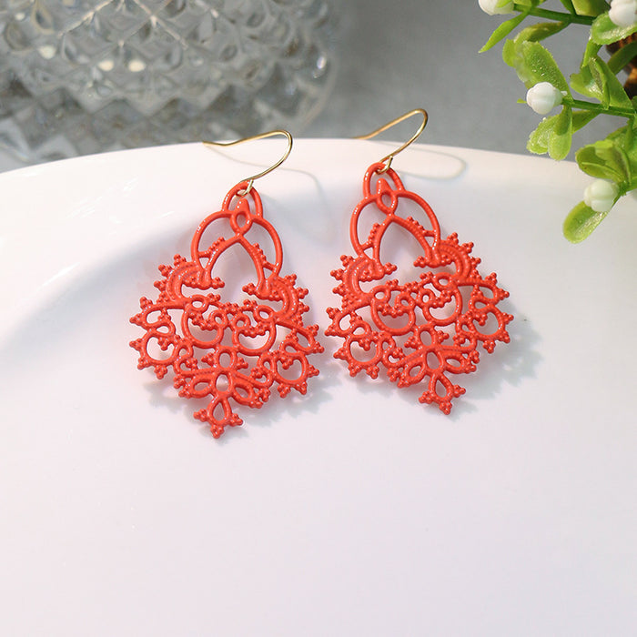 Wholesale Earrings Alloy Macaron Snowflake Hollow Out JDC-ES-momo007