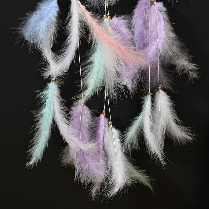 Wholesale flower dream catcher pendant diy material bag hand-woven colorful feathers MOQ≥2 JDC-DC-JunX013