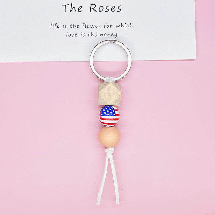 Wholesale 4th of July Independence Day Flag Pattern Keychain Letter Bracelet JDC-KC-RRui003