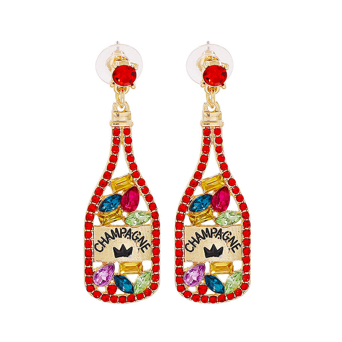 Wholesale Earrings Alloy Diamond Party Wine Bottle JDC-ES-JJ329