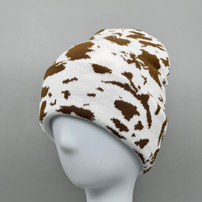 Wholesale Hat Acrylic Cow Pattern Warm Pullover Hat MOQ≥2 JDC-FH-MiHao004