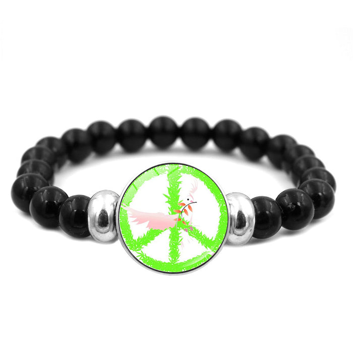 Wholesale Peace Sign Resin Beaded Plexiglas Bracelet JDC-BT-Jiayun002