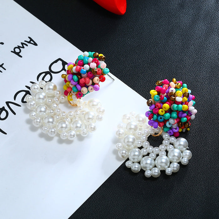 Jewelry WholesaleWholesale bohemian scalloped pearl rice bead earrings JDC-ES-KaiQ014 Earrings 凯庆 %variant_option1% %variant_option2% %variant_option3%  Factory Price JoyasDeChina Joyas De China