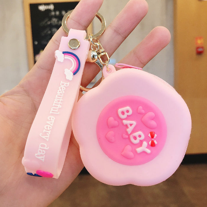 Wholesale cute coin purse keychain cartoon petal silicone JDC-KC-MeiZ021