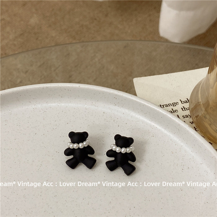 Wholesale geometric bear rhinestone earrings sweet and cool girly style JDC-ES-Lfm029