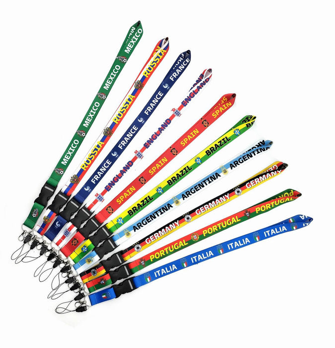 Wholesale Keychains Ribbon Hardware Hook Printing World Cup Football National Team Lanyard Keychain MOQ≥10 JDC-KC-YQuan002