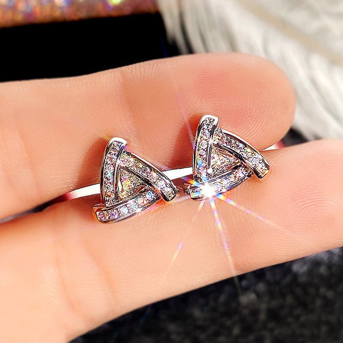 Wholesale Earrings Copper Zircon Triangle MOQ≥2 JDC-PREMCAOS-ES-019