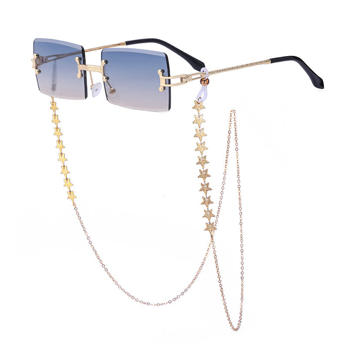 Wholesale PC Material Frameless Diamond Cut Chain Sunglasses for Women JDC-SG-PTJS011