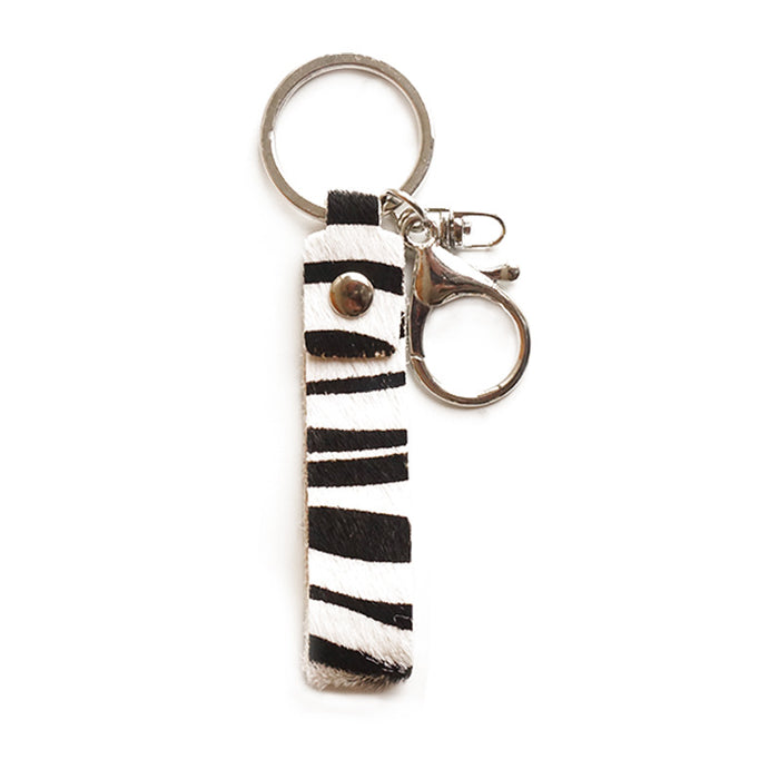 Wholesale Keychains Alloy Genuine Leather Leopard Zebra Cow Cow 3pcs JDC-KC-HeYi013