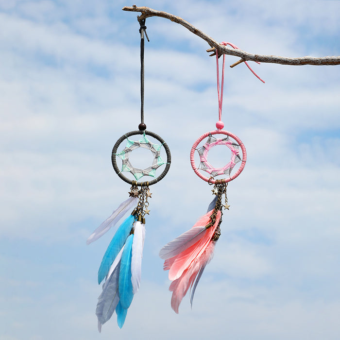 Wholesale Feather Dreamcatcher Ornament Woven Car Hanging  MOQ≥2 JDC-DC-RXin016