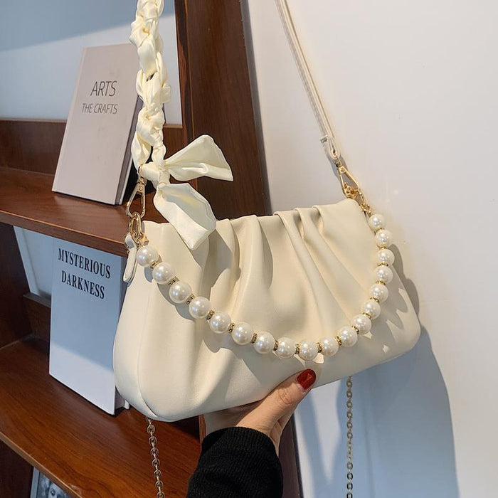 Wholesale Shoulder Bag PU Pearl Pleated Cloud Underarm Bag JDC-SD-Mingy001