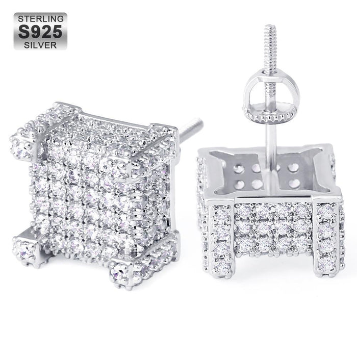 Wholesale Earrings S925 Silver Full Diamond Micro Set 5A Zircon Men's Earrings JDC-ES-SDW002