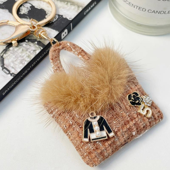 Wholesale Keychains Alloy Fabric Faux Mink Bag JDC-KC-CH062