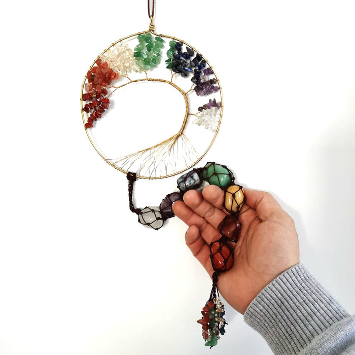 Wholesale Gravel Tree of Life Crystal Dreamcatcher MOQ≥2 JDC-DC-HXu001