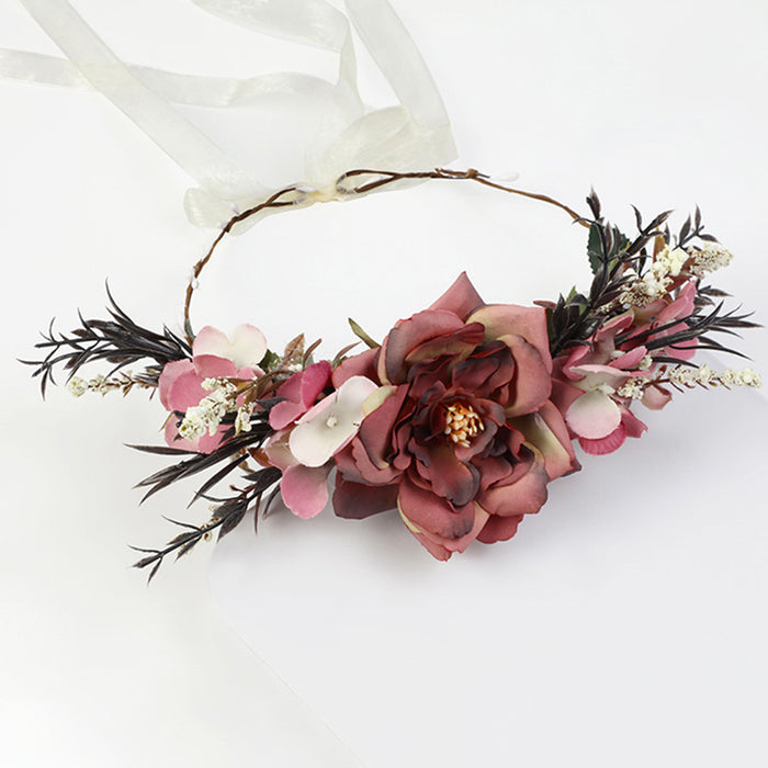 Wholesale Headband Fabric Plastic Bride Simulation Garland Dress Accessories MOQ≥3 JDC-HD-XINY003