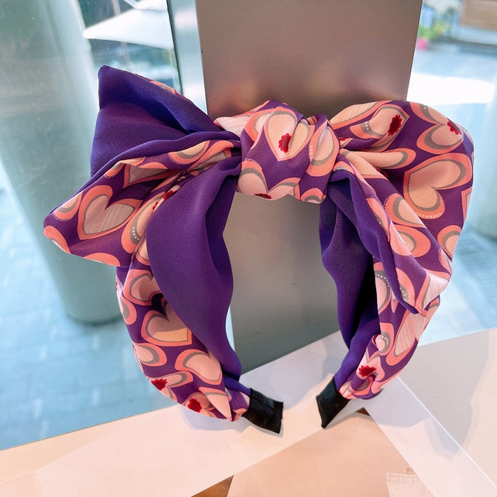 Wholesale Headband Bow Love Heart Fabric JDC-HD-HuaJ014