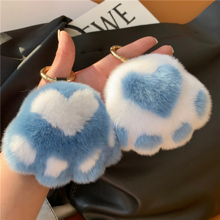 Wholesale Rex Rabbit Real Hair Kitten Claw Bag Ornament Car Keychain JDC-KC-HRS001