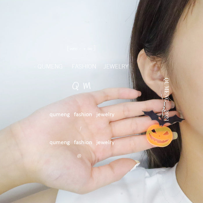 Wholesale Earrings Halloween Acrylic Bat Pumpkin MOQ≥2 JDC-ES-MOSHU034