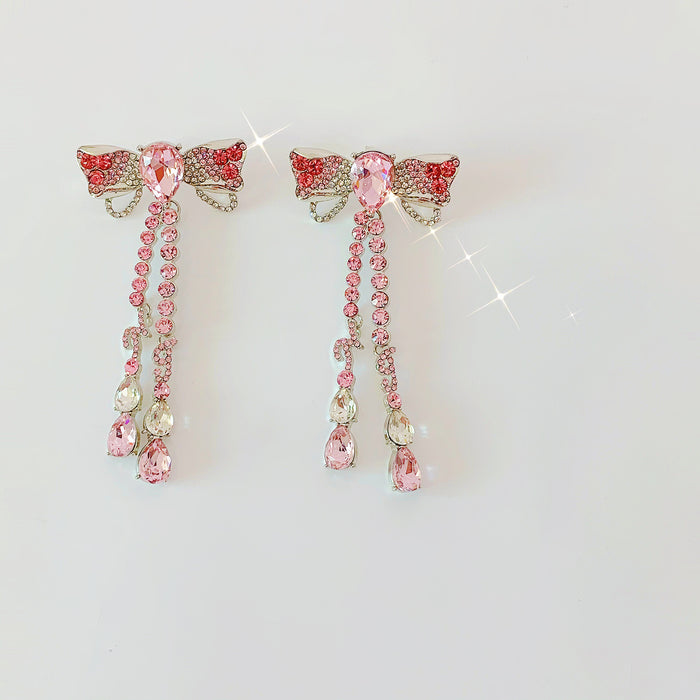 Wholesale Pink Gradient Stereoscopic Butterfly Tassel Alloy Earrings JDC-ES-Qiant010