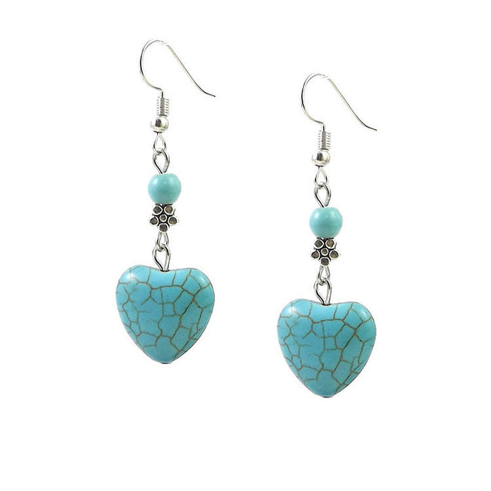 Wholesale Nepalese Tibetan Ornament Classical Miao Silver Turquoise Earrings MOQ≥2 JDC-ES-Ylh001