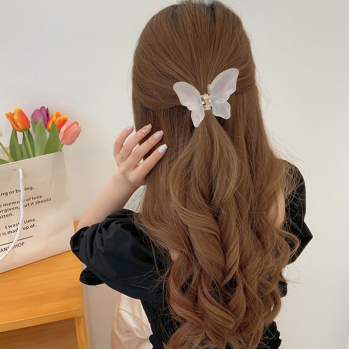 Wholesale Hair Clips Plastic Clear Butterfly Matte MOQ≥2 JDC-HC-CLie007