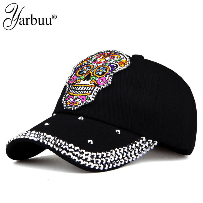 Wholesale Skull Embroidered Applique Diamond Baseball Cap MOQ≥2 JDC-FT-TMa003