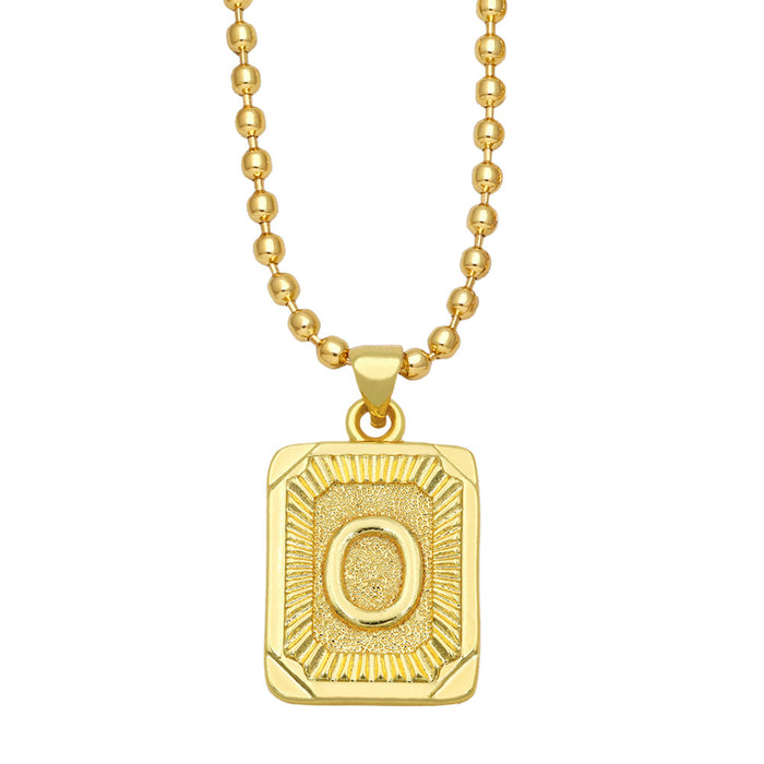 Wholesale Fashion Versatile 26 English Alphabet Necklaces Plated 18K Gold Square Letters JDC-NE-AS586