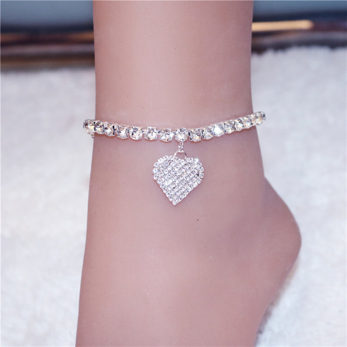 Wholesale Crystal Heart Rhinestone Anklet JDC-AS-JiaZ005