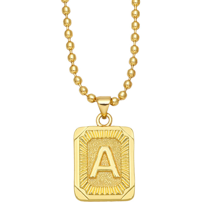 Wholesale Fashion Versatile 26 English Alphabet Necklaces Plated 18K Gold Square Letters JDC-NE-AS586