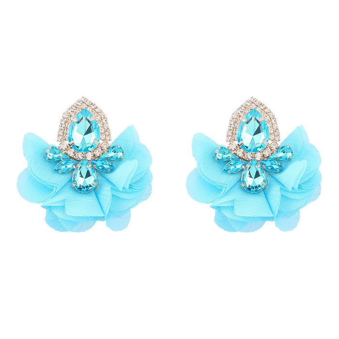 Wholesale Alloy Diamond Fabric Floral Earrings JDC-ES-JL991