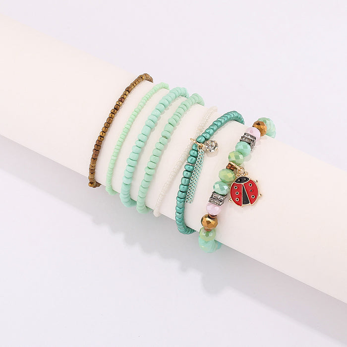 Wholesale Bracelet Rice Beads Alloy Glass Beads Handmade Multilayer Bohemian 10pcs JDC-BT-JINA004