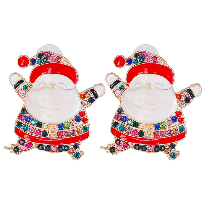 Wholesale Earrings Alloy Diamonds Christmas Santa Claus JDC-ES-JJ329