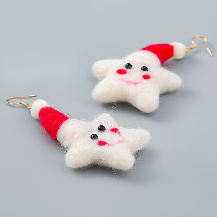 Wholesale Earrings Alloy Christmas Flannel Ball Stars JDC-ES-JL1034