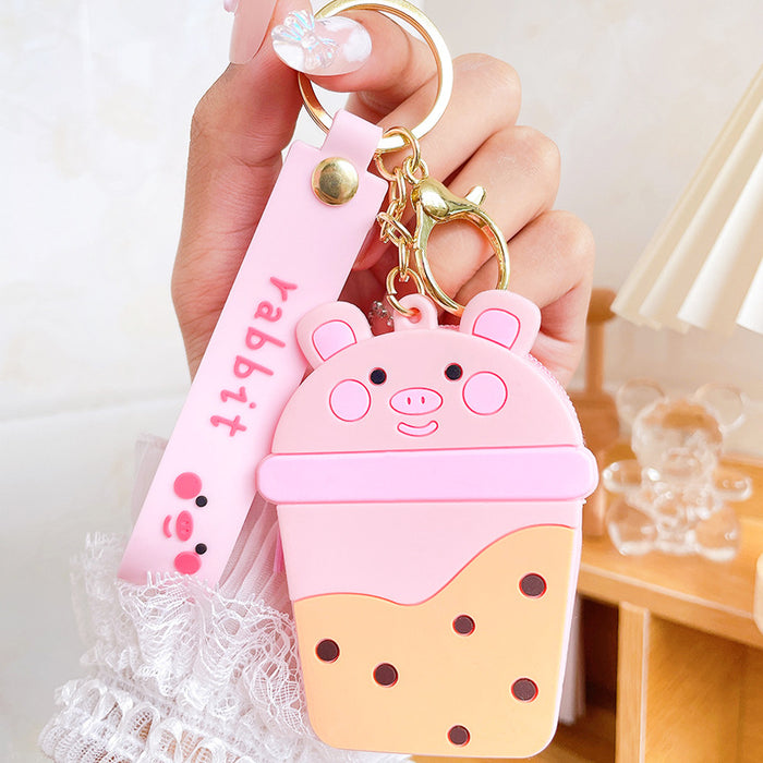 Wholesale Keychains Silicone Alloy Cartoon Cute Bubble Tea JDC-KC-JXi014