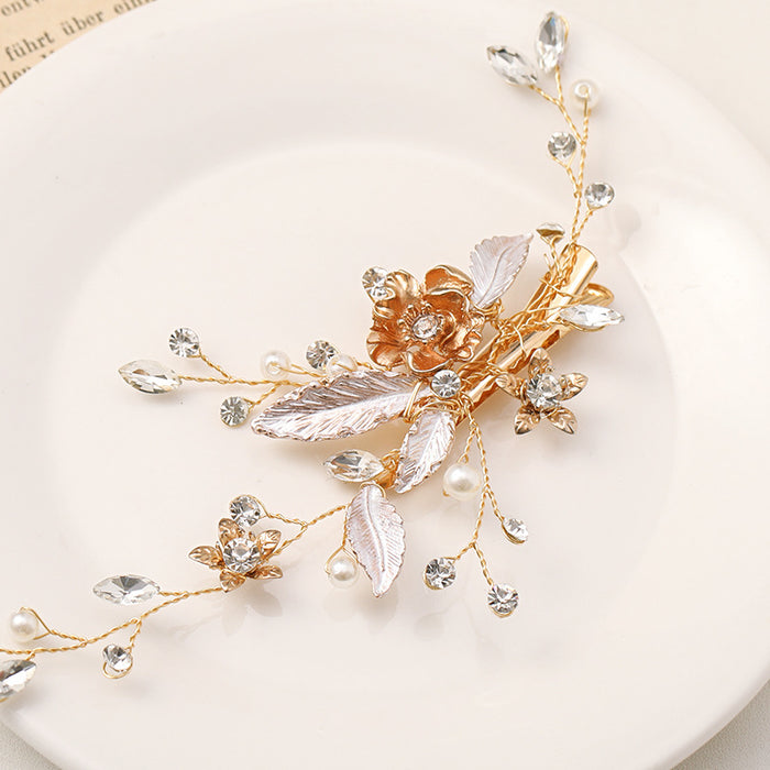 Wholesale bridal headwear leaf hairpin braided hair clip JDC-HC-Nianc001